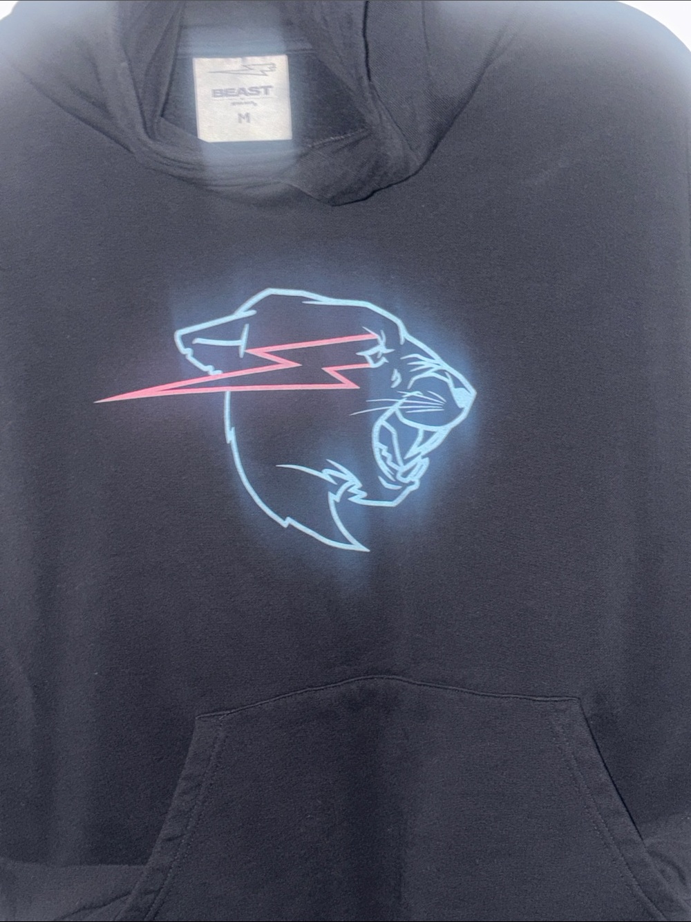 Men's Black Mr. Beast hoodie Hoodie with Neon glow in the dark Panther